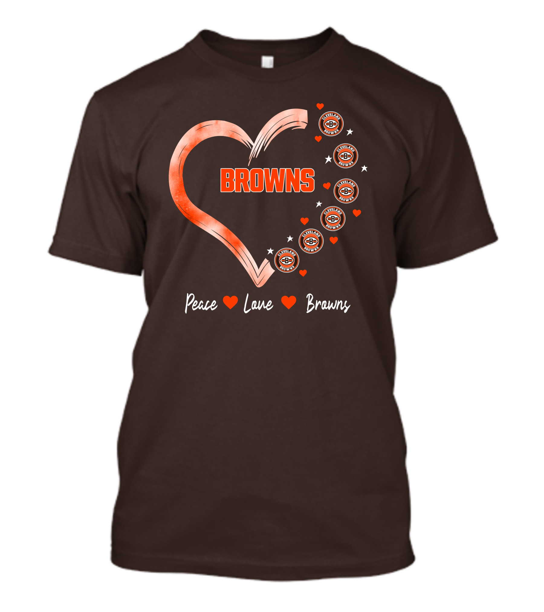 Peace Love Heart Browns Cleveland Browns T-Shirt