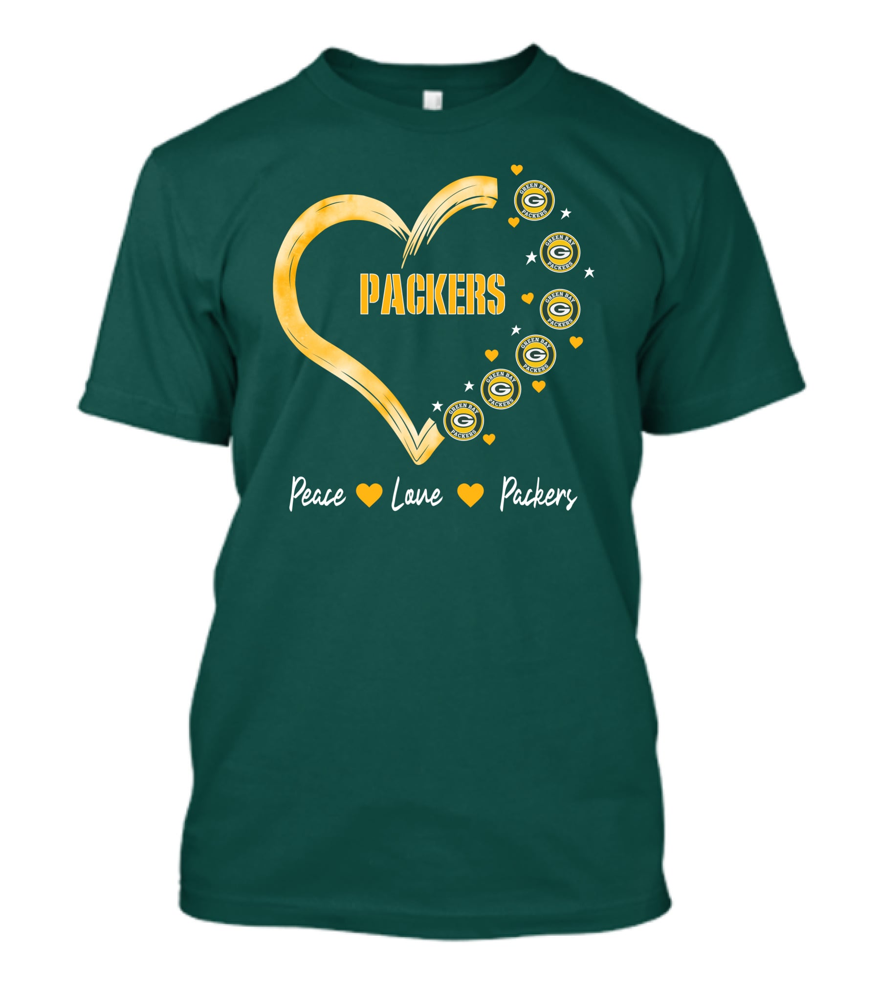 Peace Love Packers Green Bay Packers Heart T-Shirt