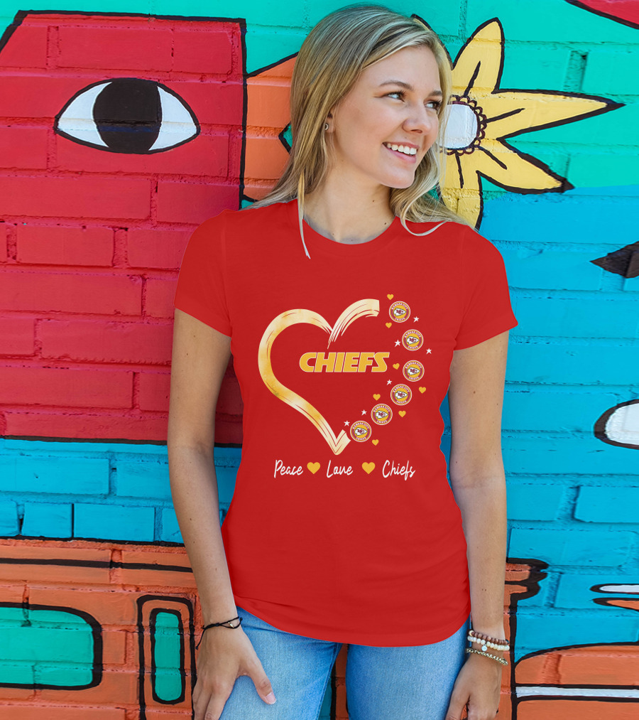 Peace Love Kansas City Chiefs Heart T-Shirt