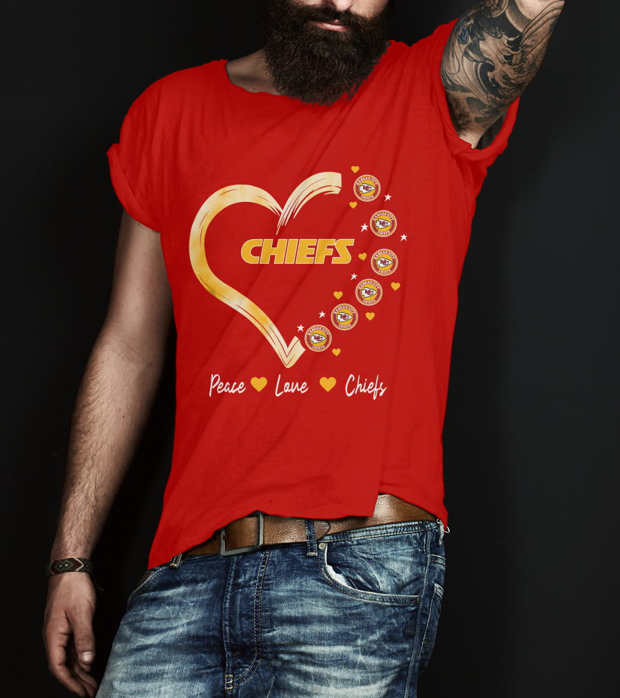 Peace Love Kansas City Chiefs Heart T-Shirt
