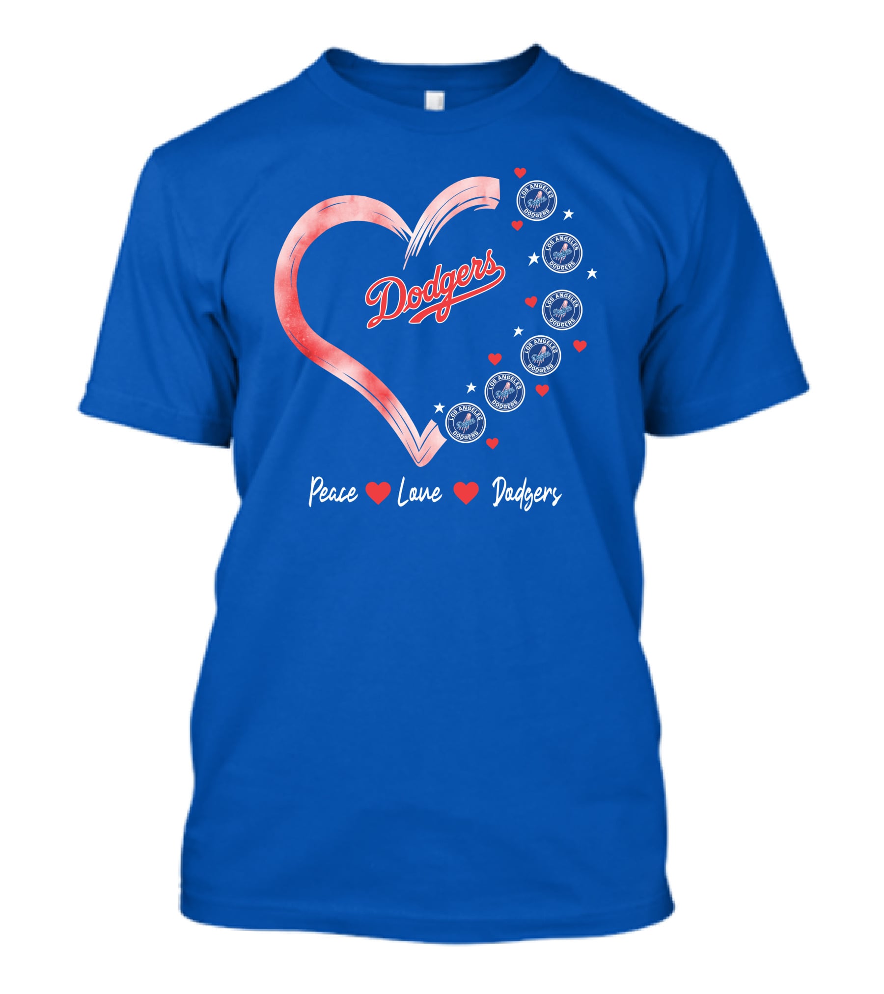 Peace Love Dodgers Heart Los Angeles Dodgers T-Shirt