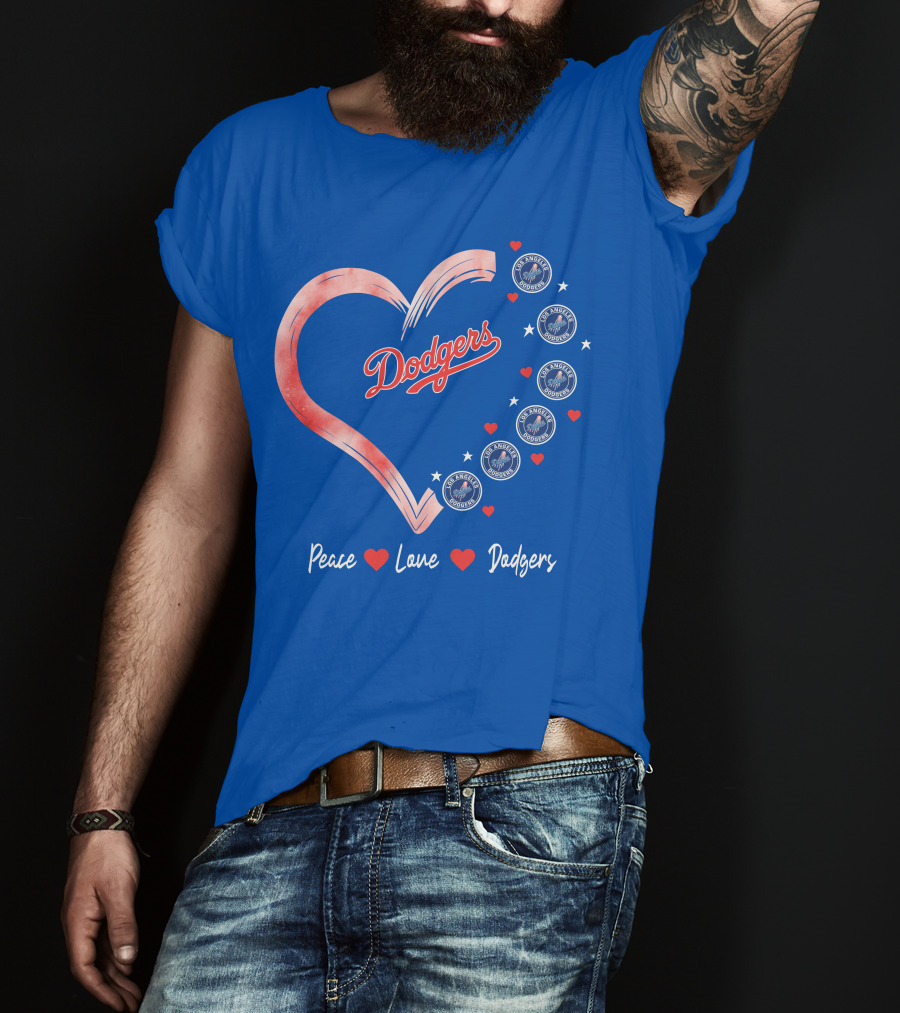 Peace Love Dodgers Heart Los Angeles Dodgers T-Shirt