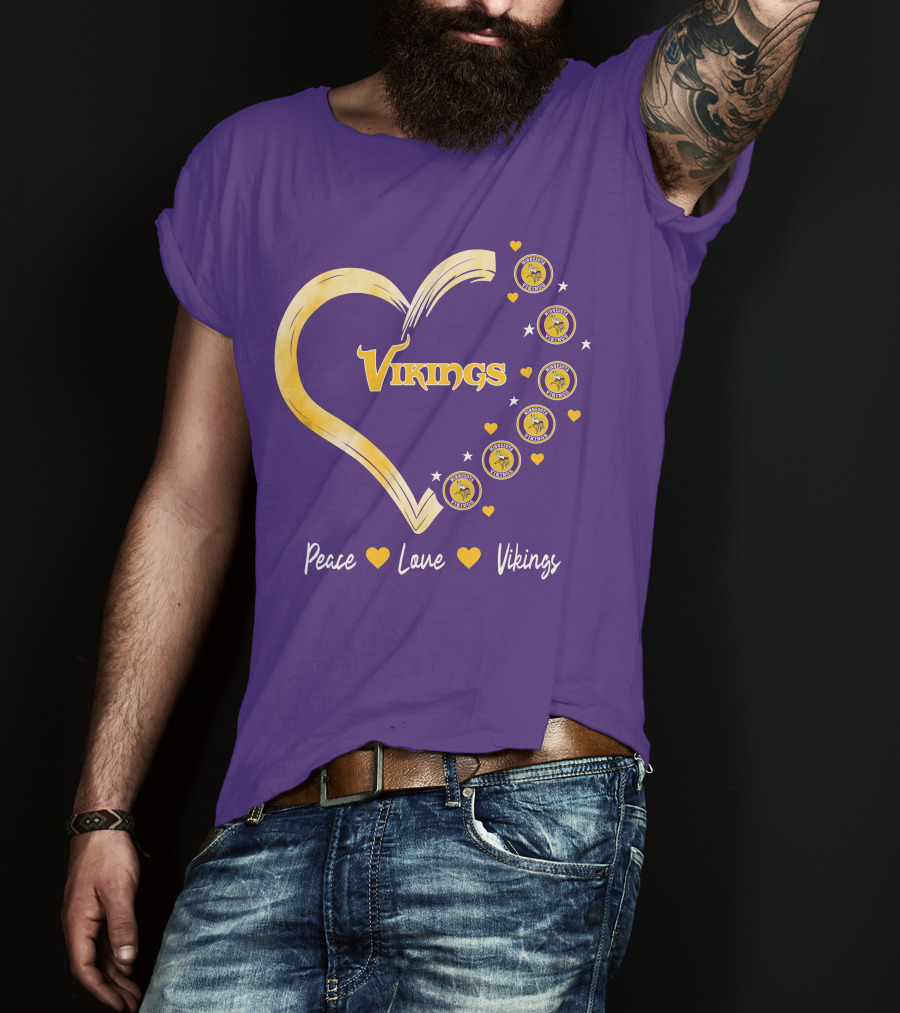 Peace Love Minnesota Vikings Heart T-Shirt