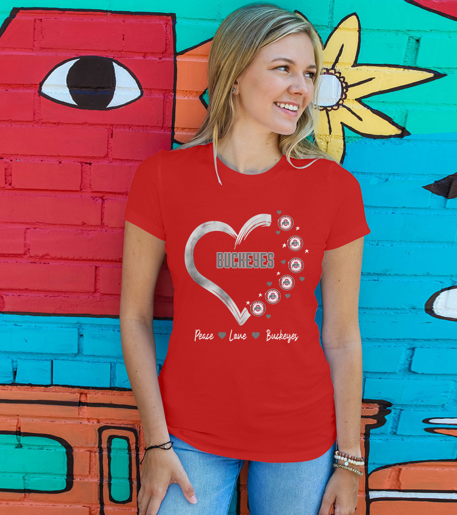 Peace Love Heart Buckeyes Ohio State Buckeyes T-Shirt