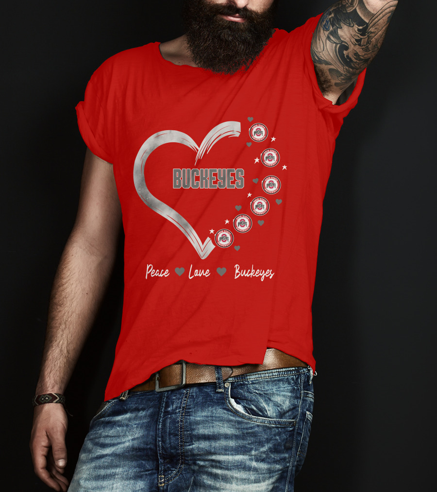 Peace Love Heart Buckeyes Ohio State Buckeyes T-Shirt