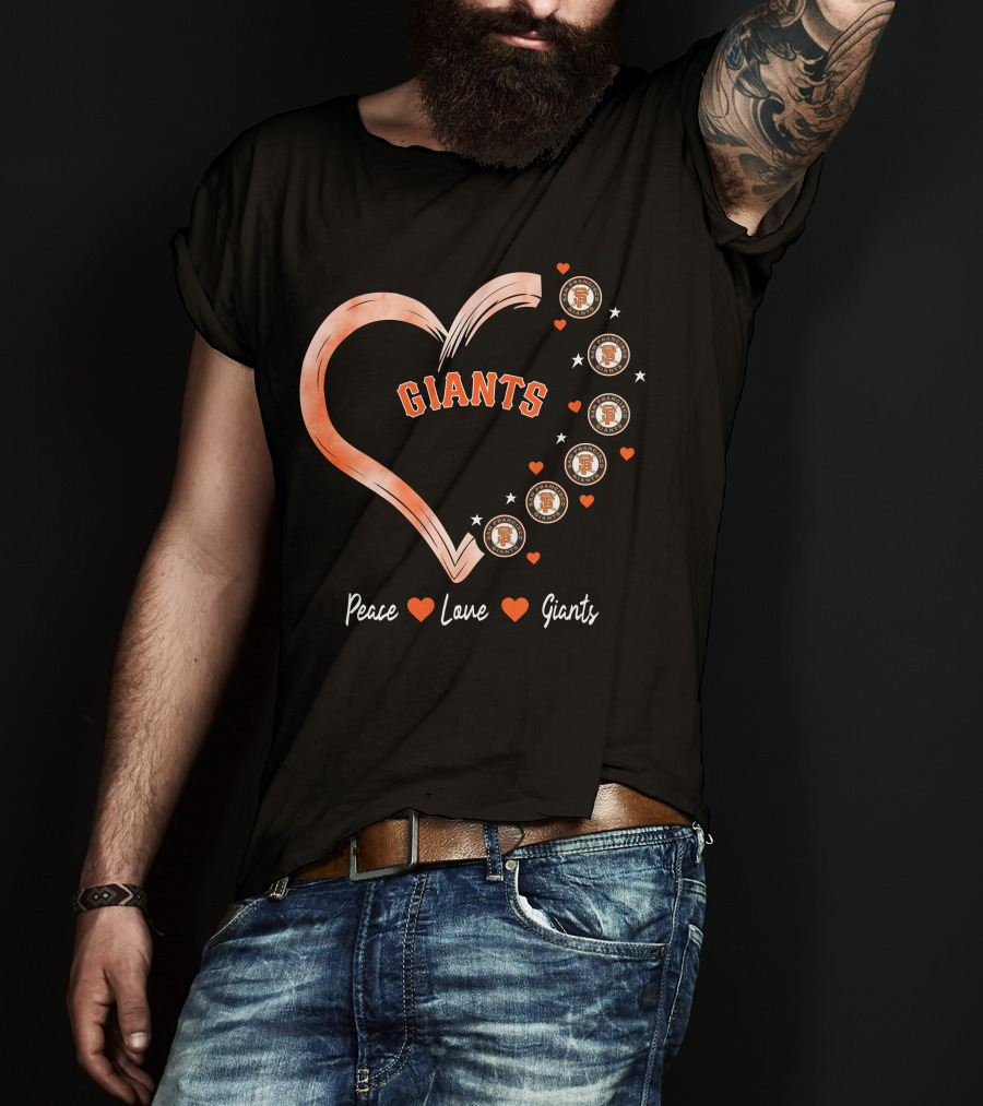 Peace Love Giants San Francisco Giants Baseball Heart Icons T-Shirt