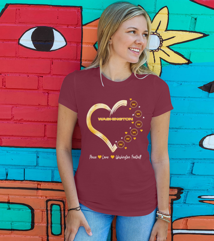 Peace Love Washington Heart And Team Circles T-Shirt