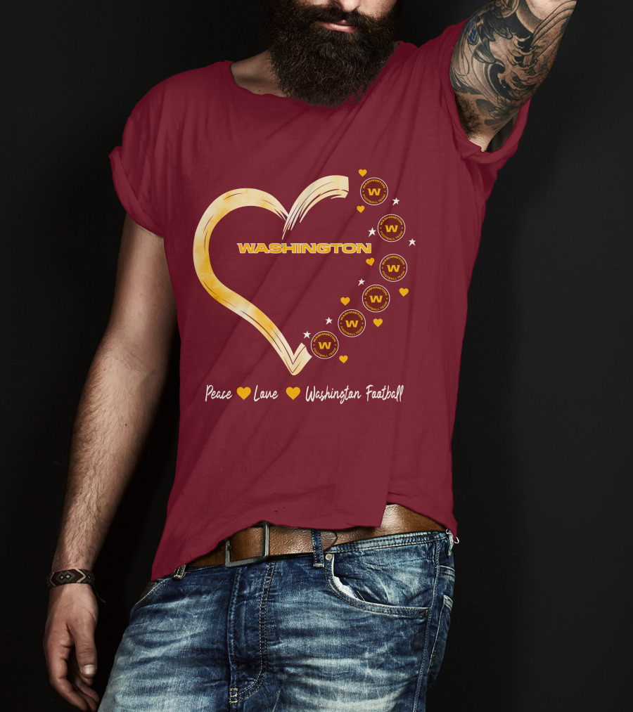 Peace Love Washington Heart And Team Circles T-Shirt