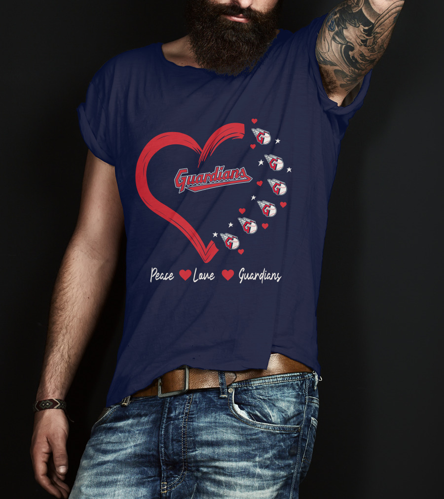 Peace Love Guardians Heart And Baseball T-Shirt