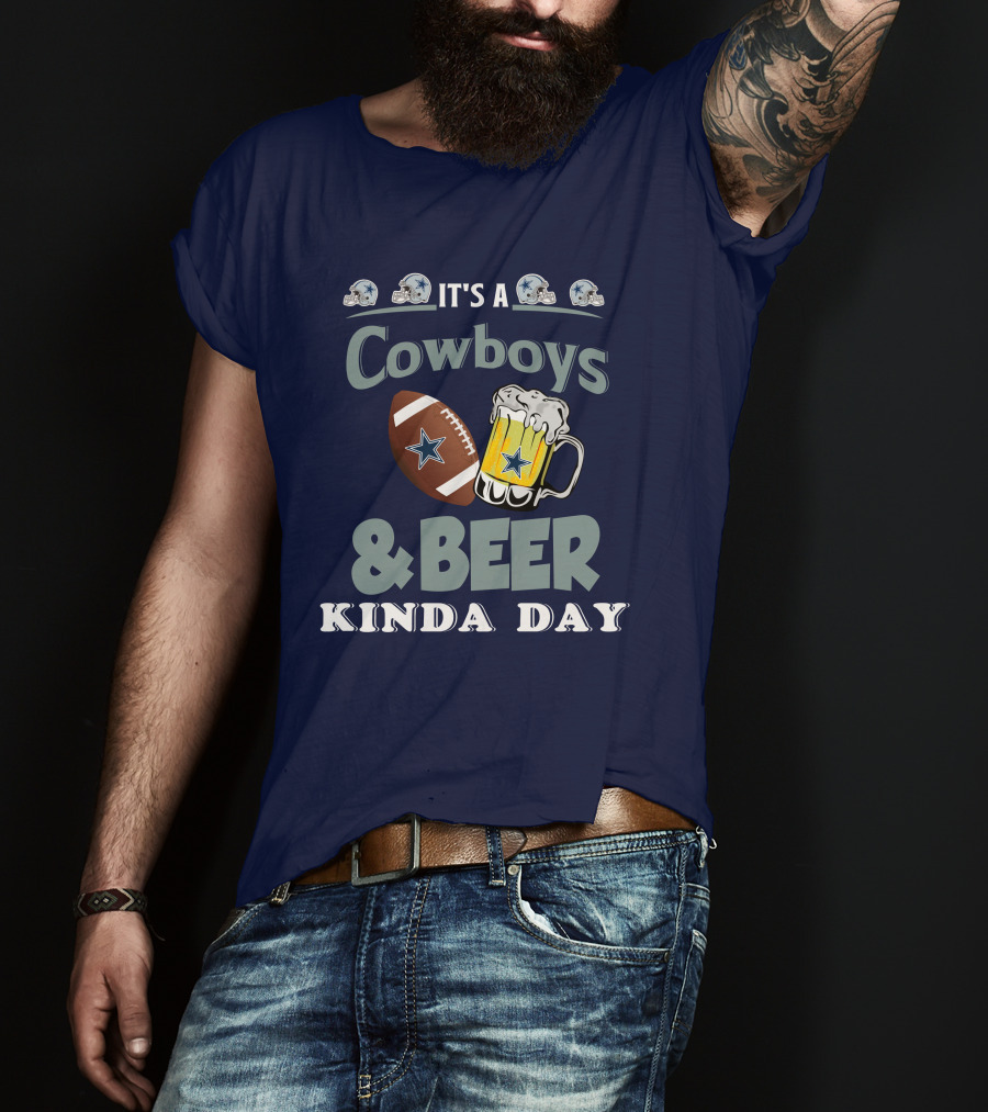 Dallas Cowboys Football Beer Kinda Day Football Helmet Star Mug T-Shirt
