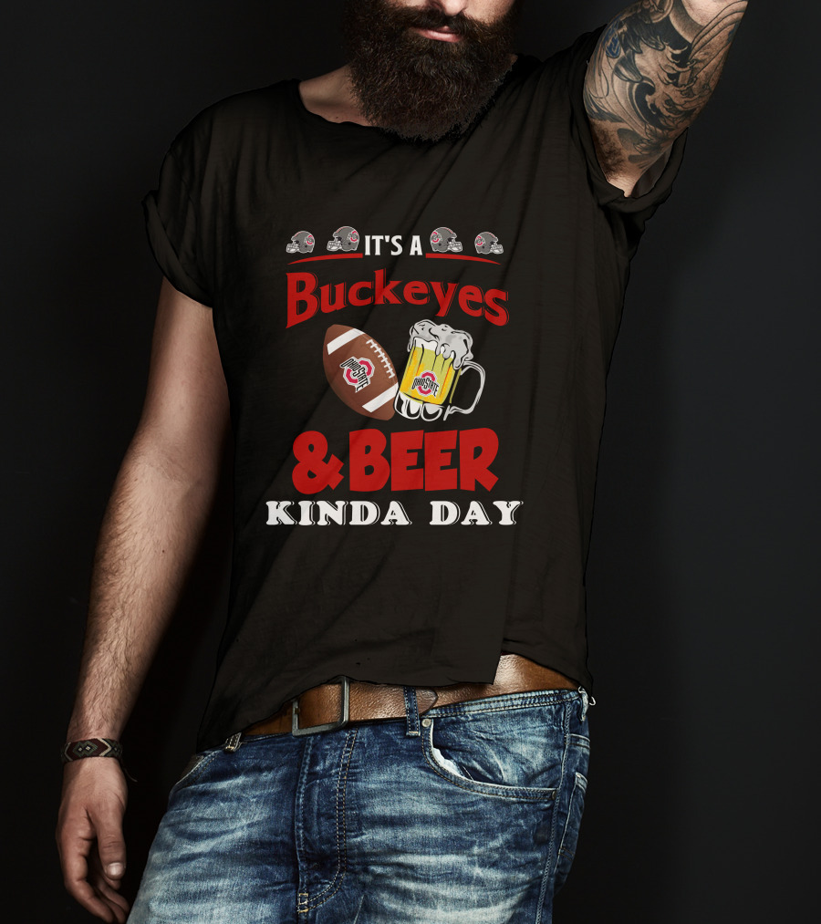 Ohio State Buckeyes And Beer Kinda Day Football Helmet And Mug T-Shirt