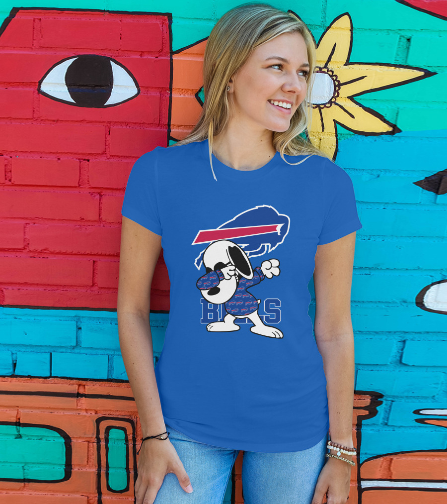 Buffalo Bills Snoopy Dabbing Bills Logo Football T-Shirt