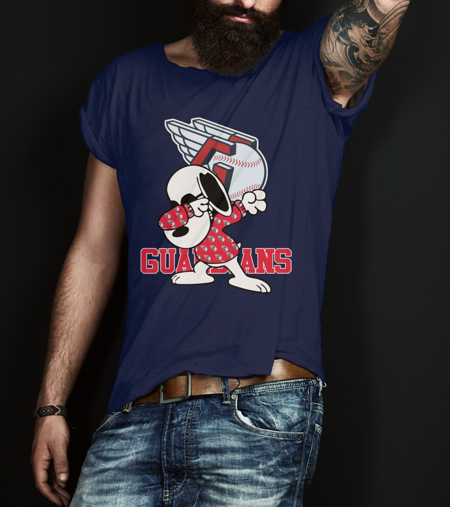 Cleveland Guardians Snoopy Dabbing Baseball T-Shirt