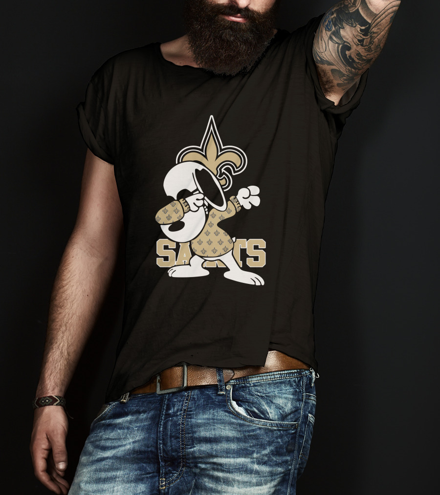 New Orleans Saints Snoopy Fleur-de-Lis Dabbing Saints T-Shirt