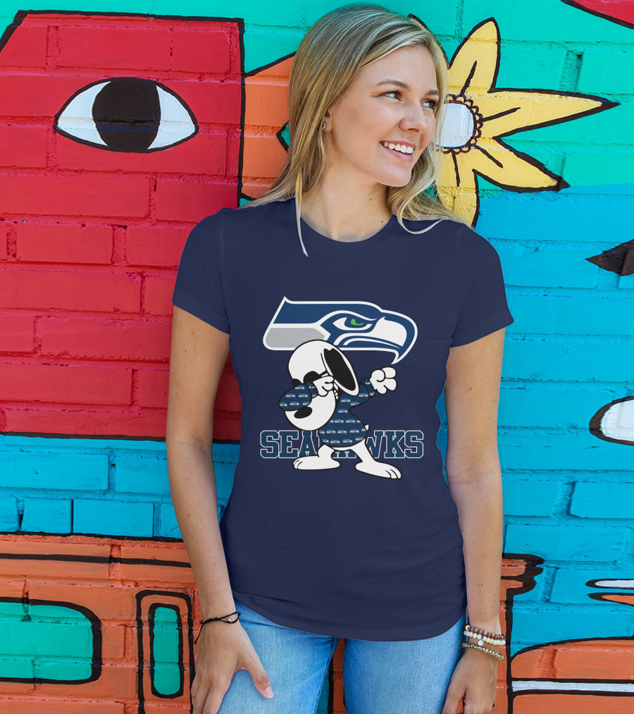 Seattle Seahawks Snoopy Dabbing NFL Team Fan Apparel Bowing Dance T-Shirt