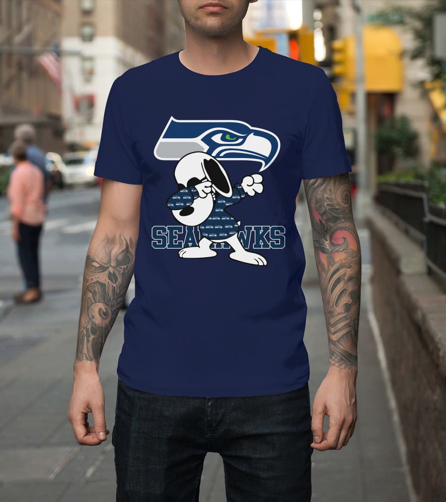 Seattle Seahawks Snoopy Dabbing NFL Team Fan Apparel Bowing Dance T-Shirt