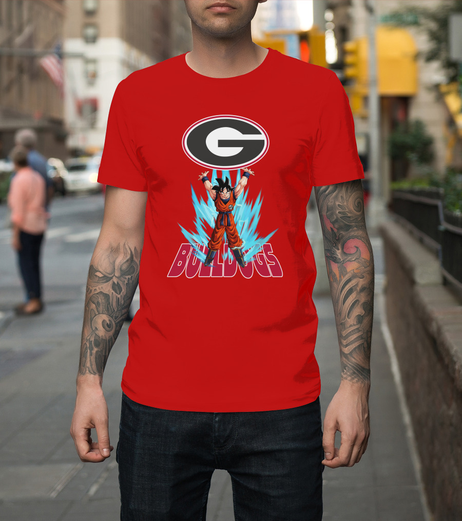 Goku Super Saiyan Georgia Bulldogs Logo Fusion T-Shirt