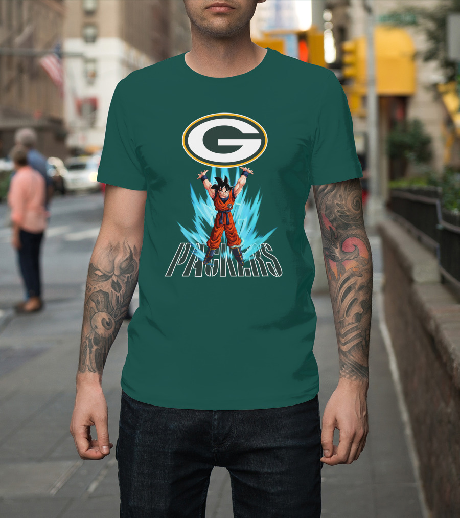 Green Bay Packers Goku Super Saiyan Power Up T-Shirt