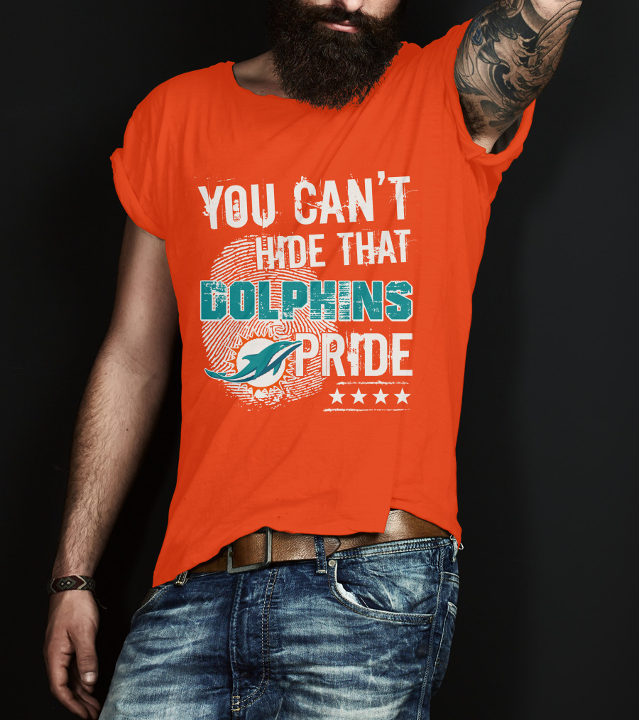You Can't Hide That Dolphins Pride Miami Football Fans Logo Fingerprint Stars T-Shirt