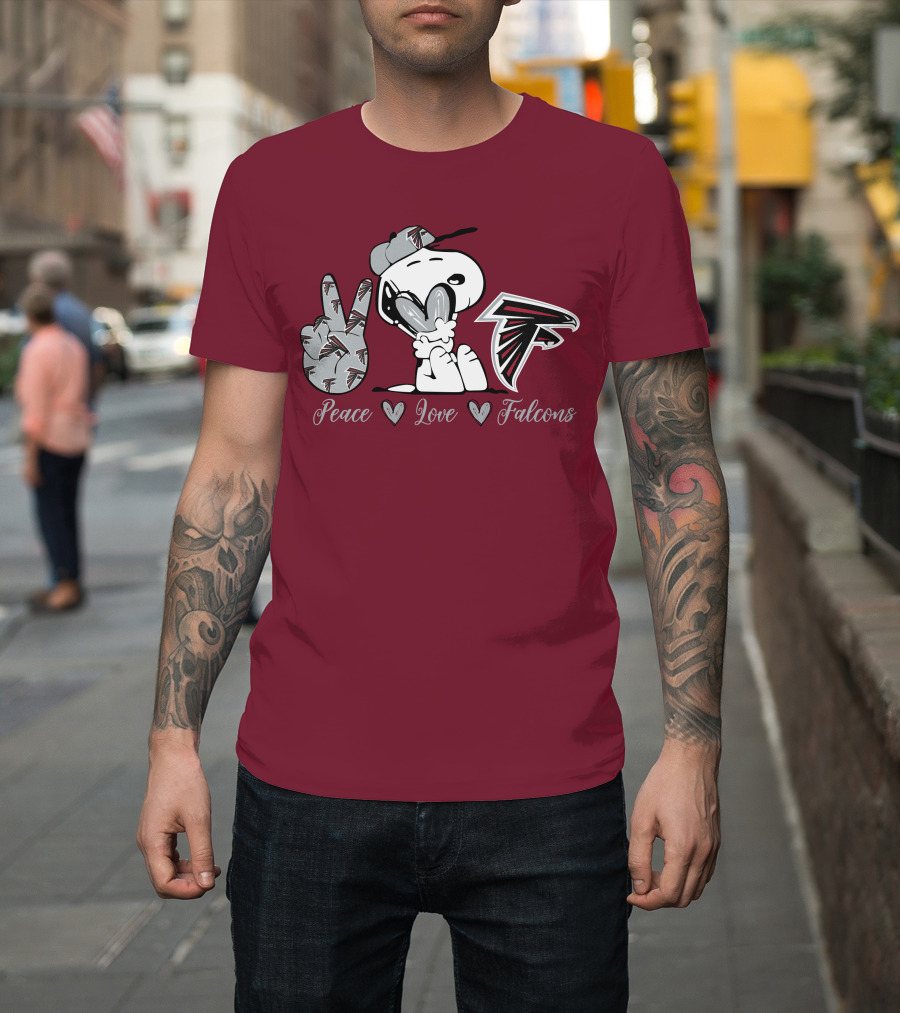 Snoopy Peace Love Falcons Atlanta Football T-Shirt