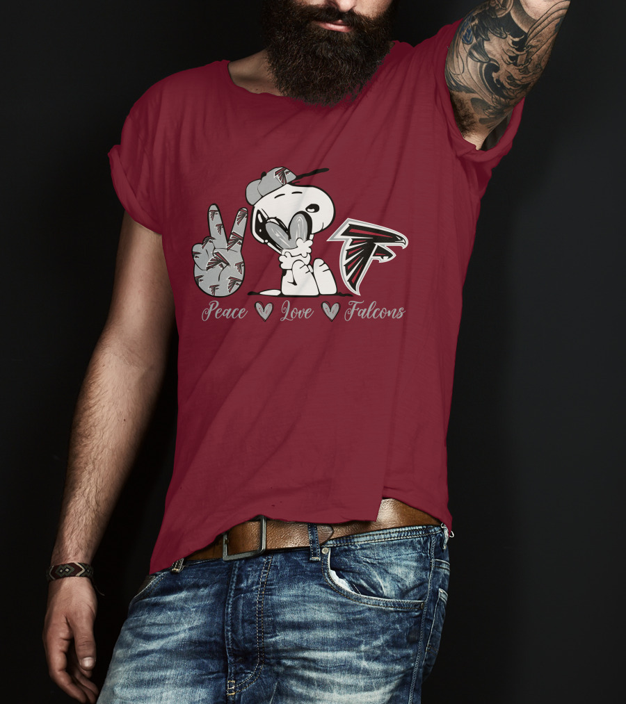 Snoopy Peace Love Falcons Atlanta Football T-Shirt