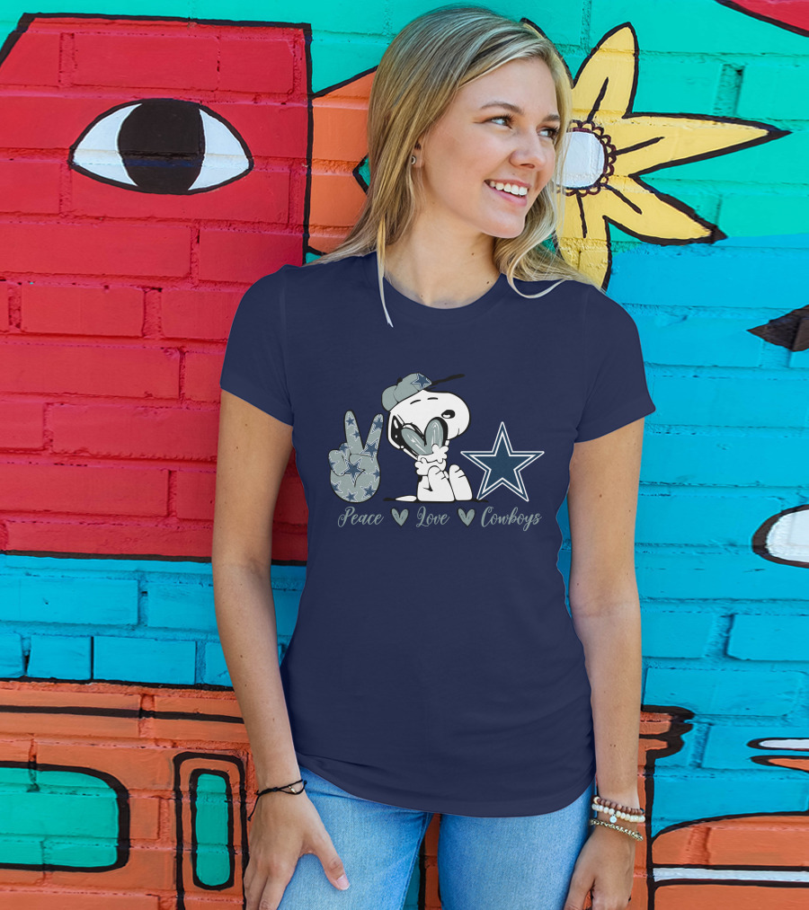 Peace Love Cowboys Snoopy Dallas Cowboys T-Shirt