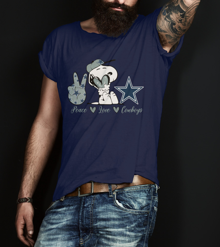 Peace Love Cowboys Snoopy Dallas Cowboys T-Shirt