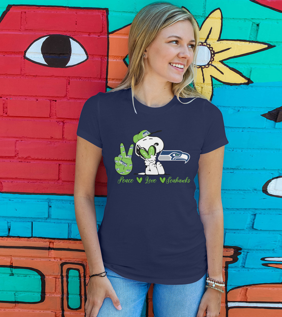 Snoopy Peace Love Seahawks T-Shirt