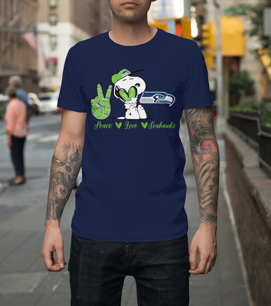 Snoopy Peace Love Seahawks T-Shirt