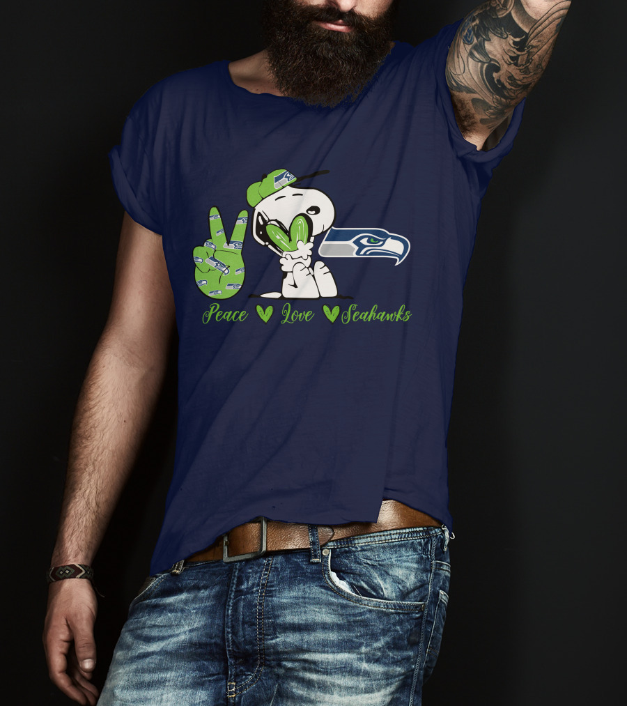 Snoopy Peace Love Seahawks T-Shirt