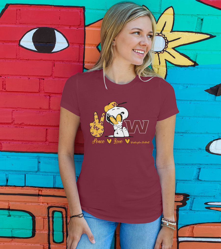 Peace Love Washington Football Snoopy W T-Shirt
