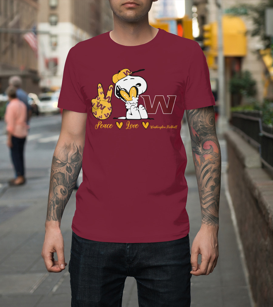 Peace Love Washington Football Snoopy W T-Shirt