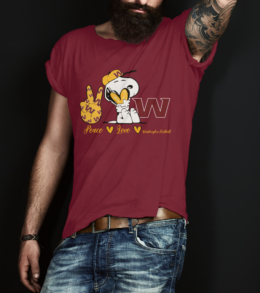 Peace Love Washington Football Snoopy W T-Shirt
