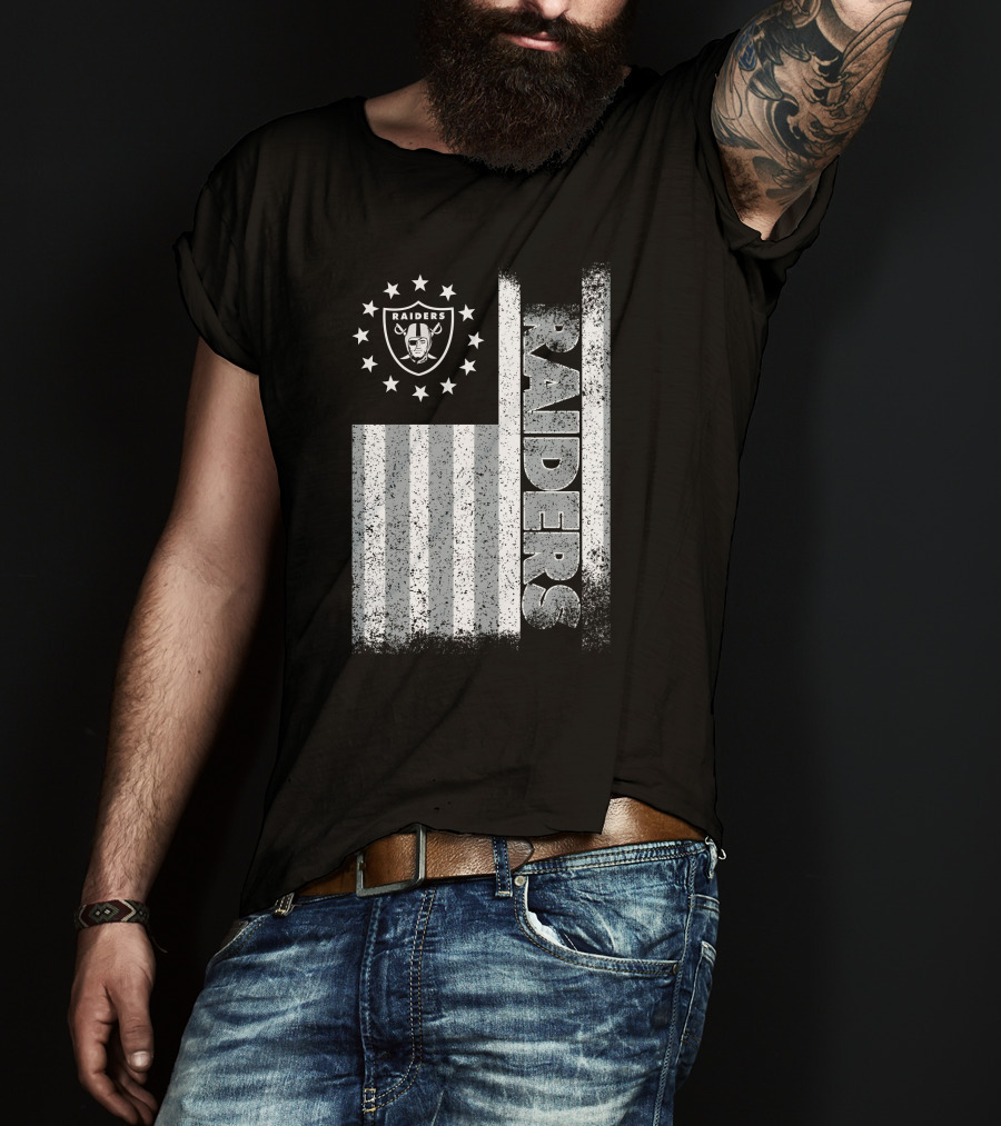 Las Vegas Raiders American Flag Stars And Stripes Logo Edition T-Shirt
