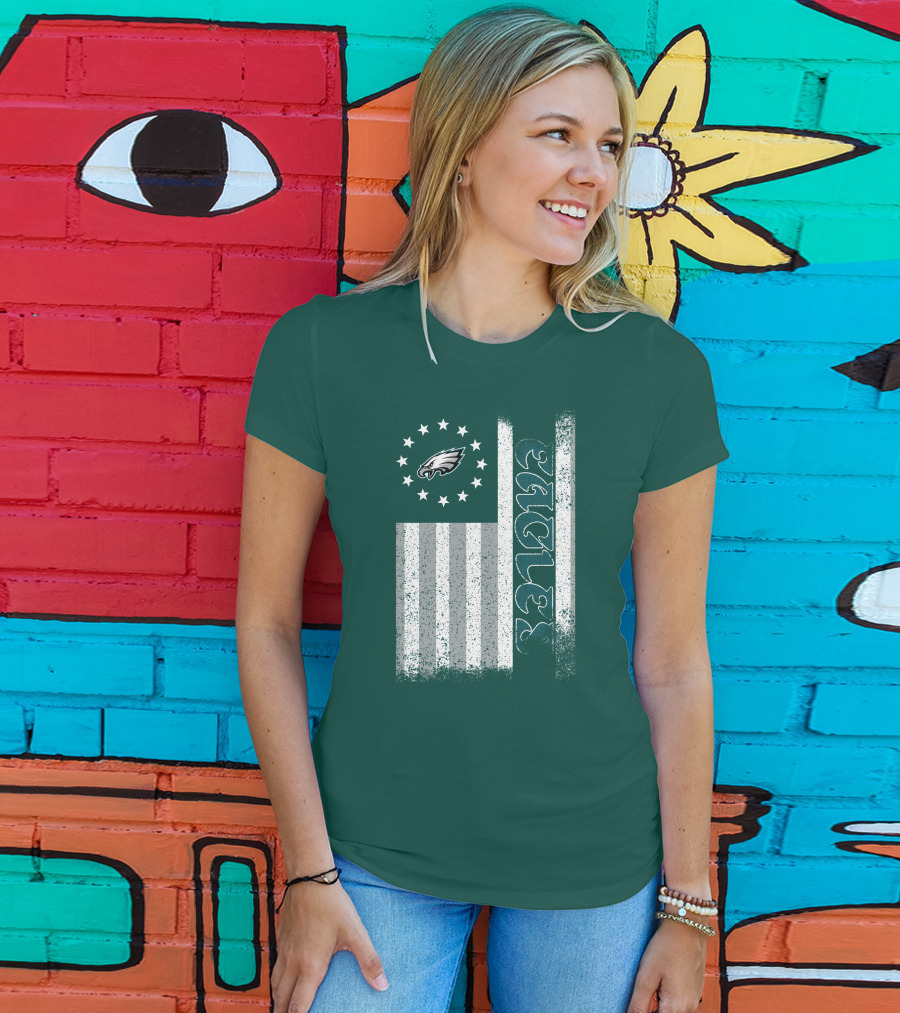 Philadelphia Eagles Stars And Stripes American Flag T-Shirt