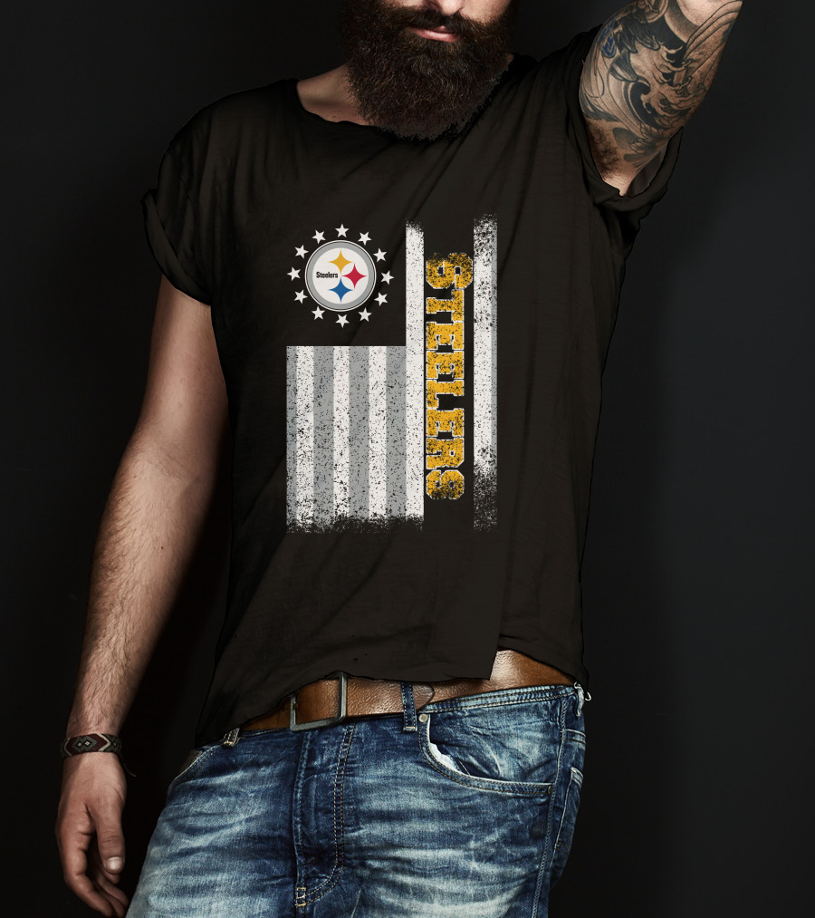 Pittsburgh Steelers American Flag Stars And Stripes T-Shirt