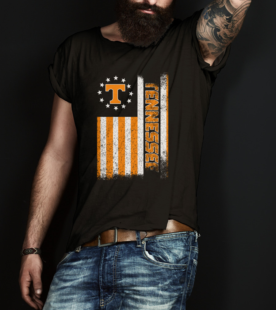 Tennessee Volunteers American Flag Stars And Stripes Vintage Look T-Shirt