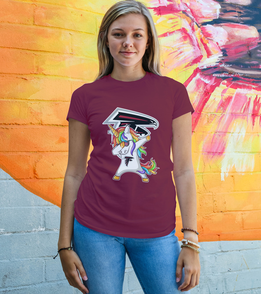 Atlanta Falcons Unicorn Rainbow Dabbing T-Shirt
