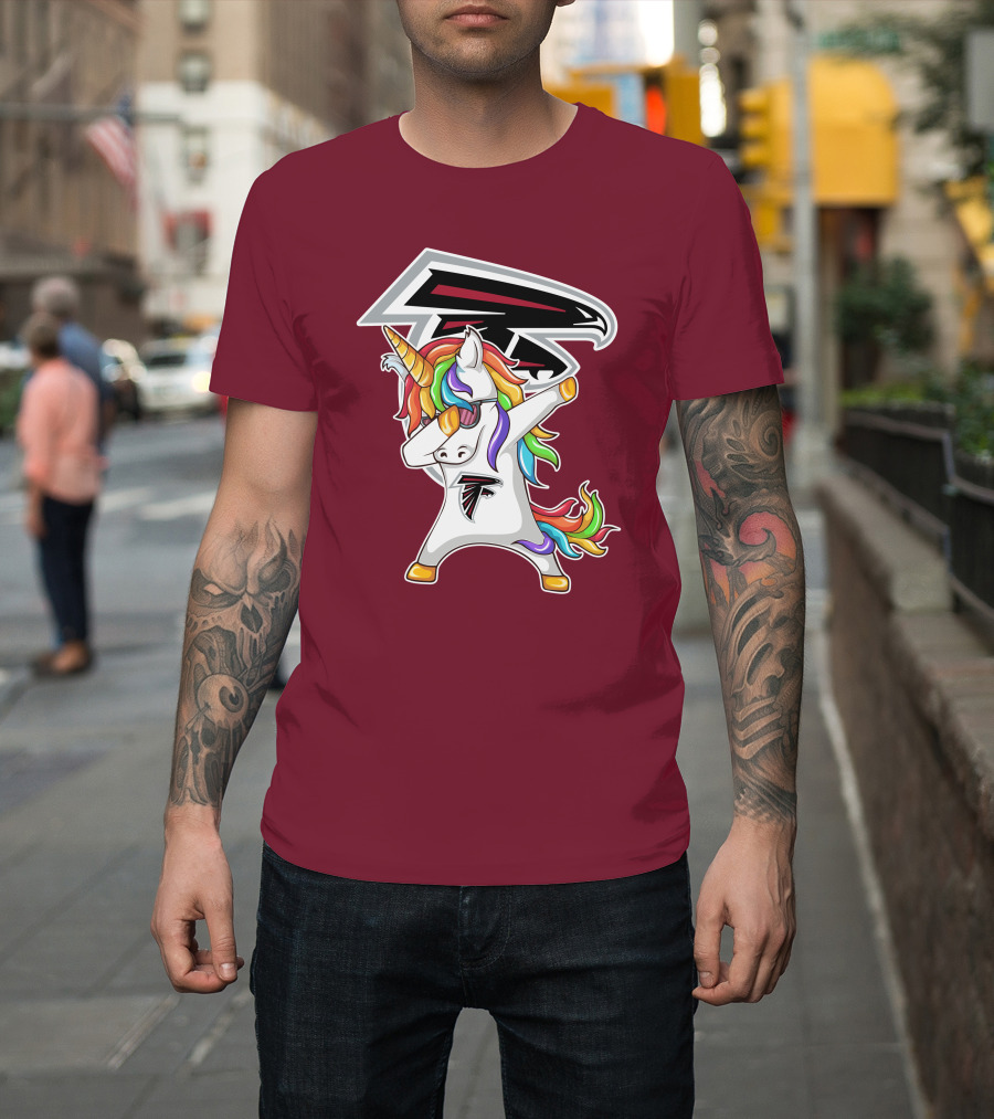 Atlanta Falcons Unicorn Rainbow Dabbing T-Shirt