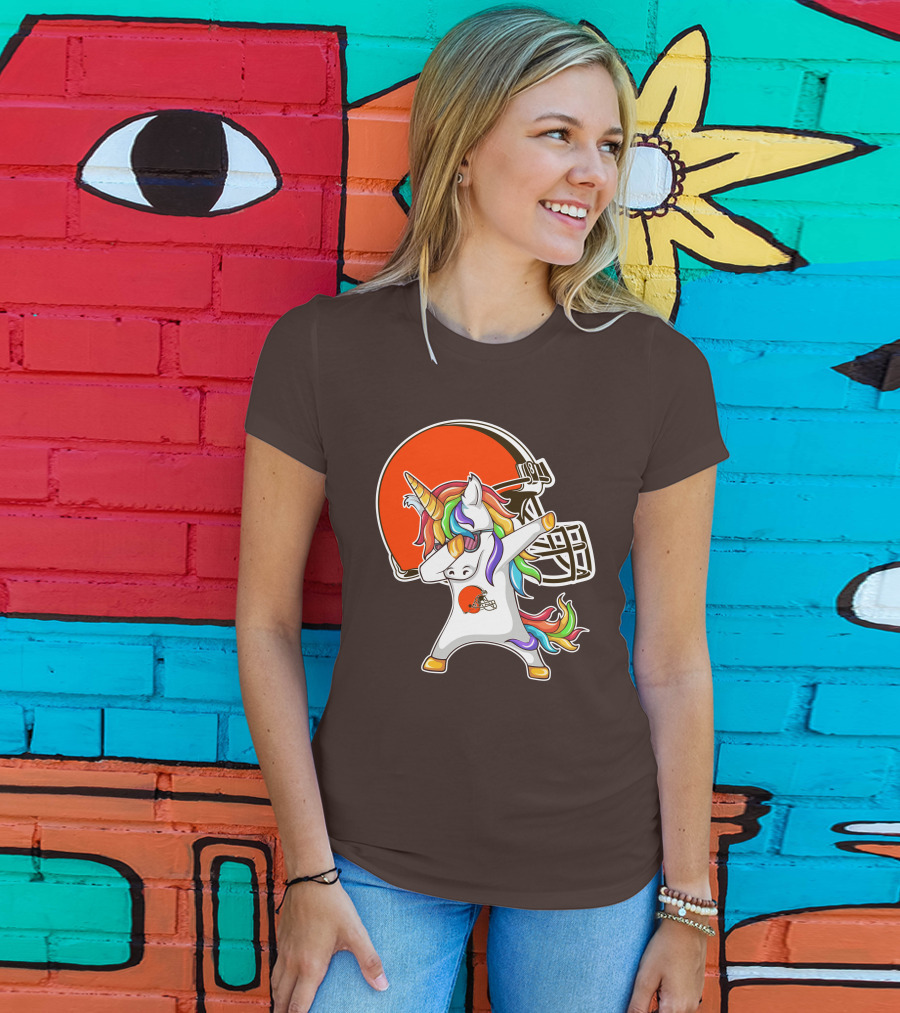 Cleveland Browns Unicorn Dabbing With Helmet T-Shirt