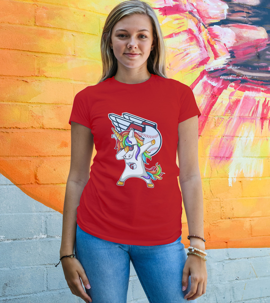 Cleveland Guardians Baseball Unicorn Dabbing With Winged Ball T-Shirt
