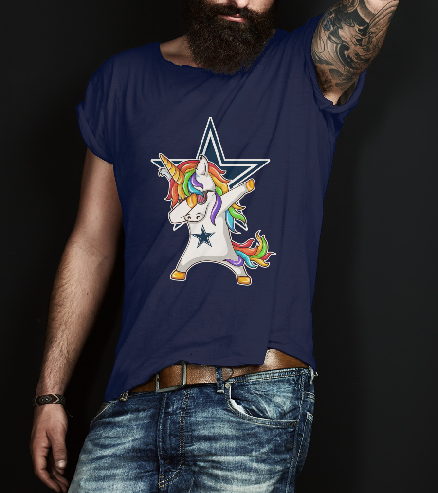 Dallas Cowboys Unicorn Dabbing Star Rainbow T-Shirt