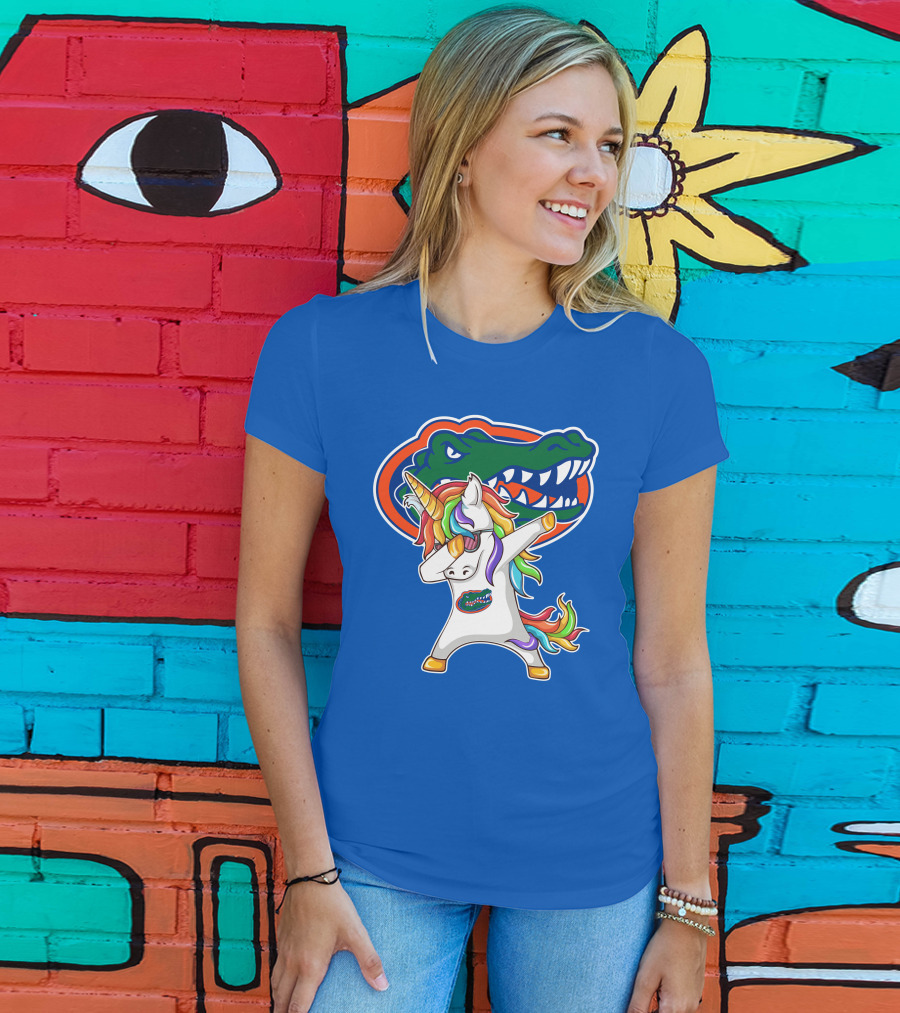 Florida Gators Dabbing Unicorn Rainbow Mane T-Shirt