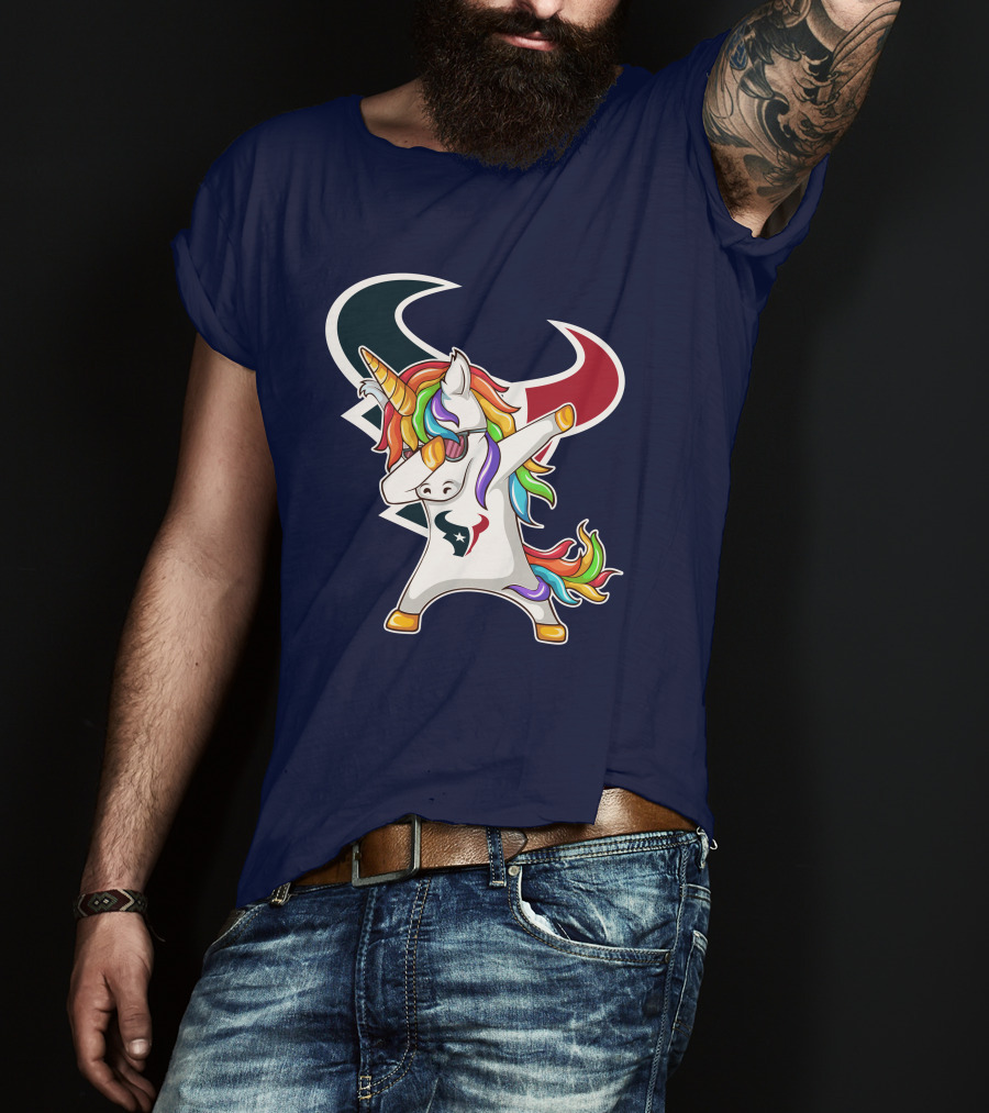 Houston Texans Unicorn Dabbing NFL Pride T-Shirt
