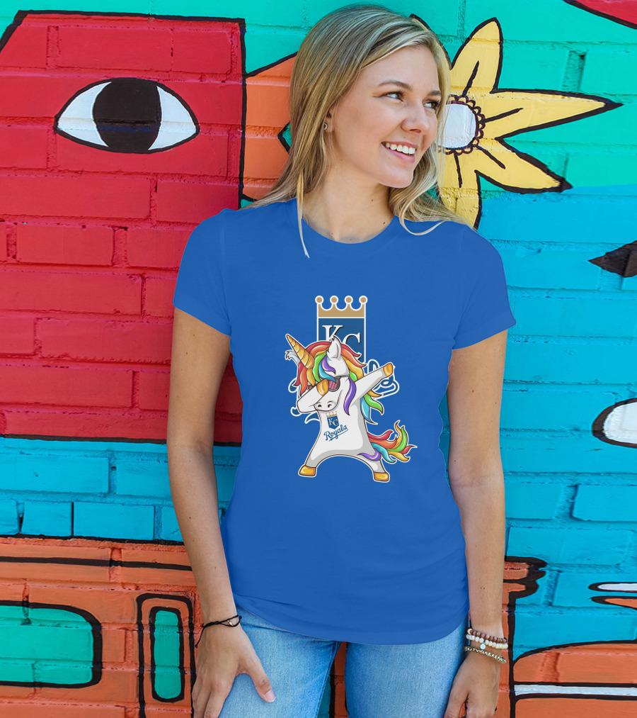 KC Royals Unicorn Dabbing With Rainbow Mane T-Shirt