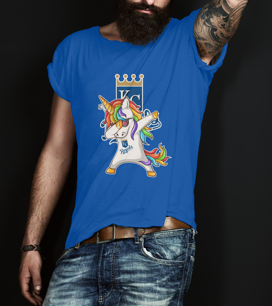 KC Royals Unicorn Dabbing With Rainbow Mane T-Shirt