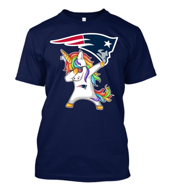 New England Patriots Unicorn Dabbing Rainbow Mane NFL T-Shirt