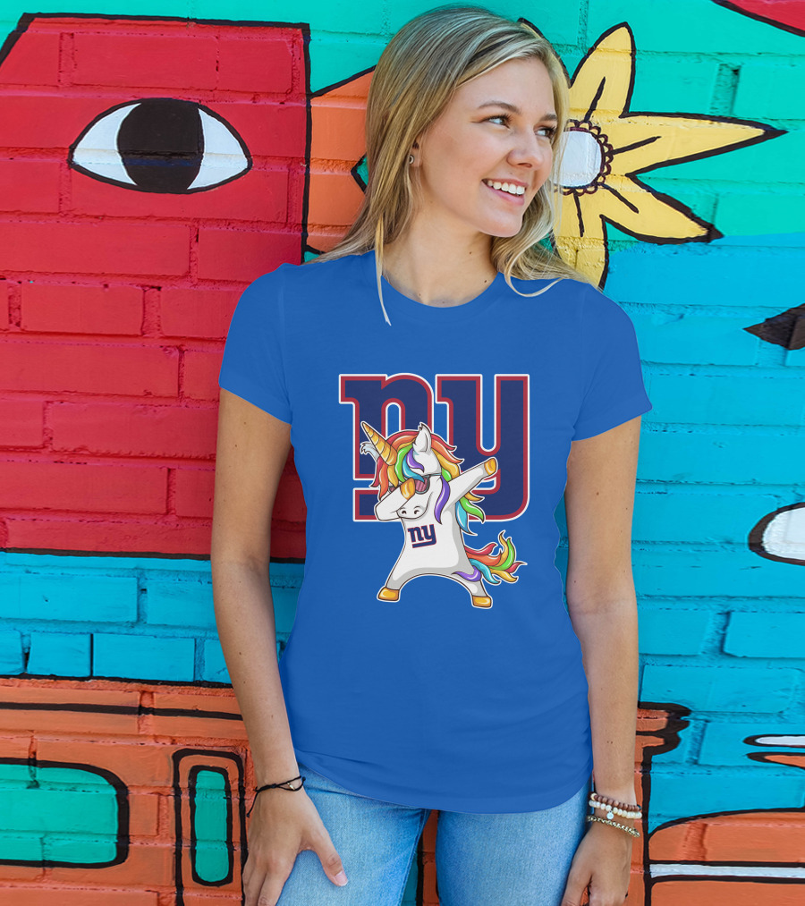 NY Giants Rainbow Unicorn Dab T-Shirt