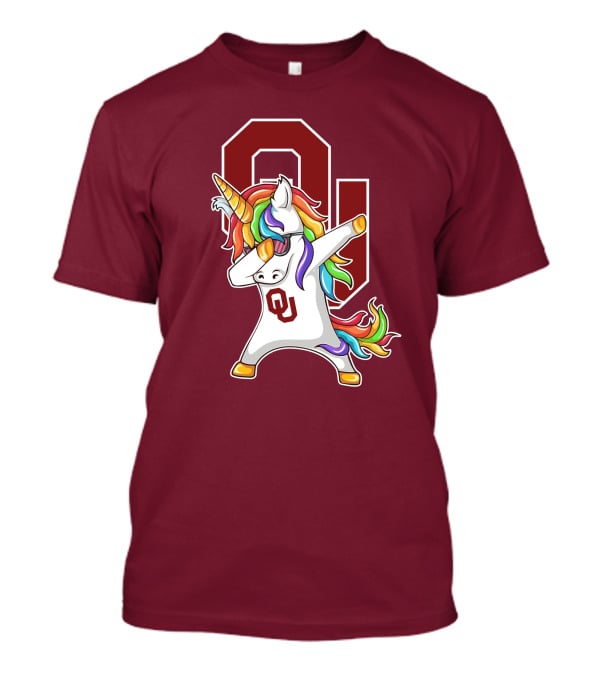 Oklahoma Sooners OU Logo Rainbow Unicorn Dabbing T-Shirt