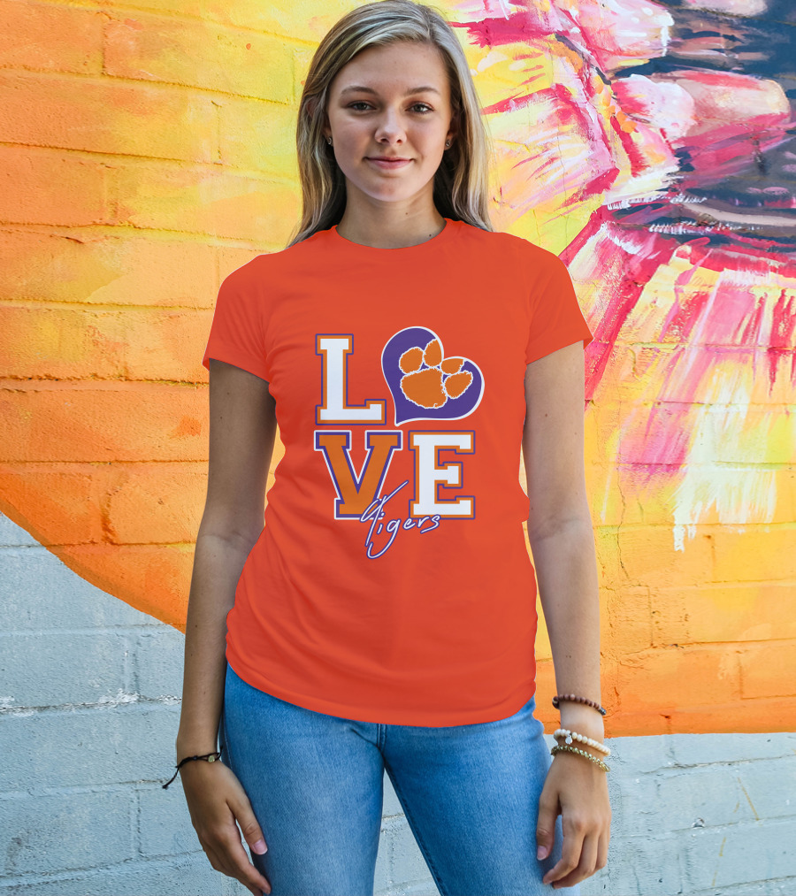 LOVE Heart Tigers Clemson T-Shirt